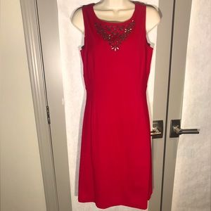 Garnet Hill Jeweled Neckline Red Dress - size 6